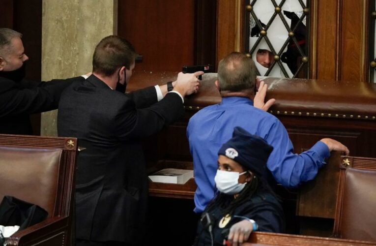Rioters incited by Trump storm the Capitol. Officers draw guns in the House. Lawmakers evacuated.