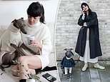 Stylish dog owner dresses her three-year-old whippet