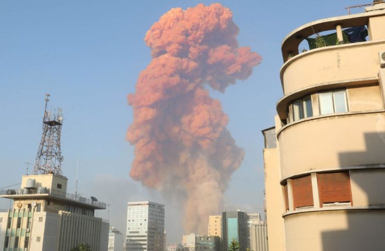 The blast sent up a huge mushroom cloud-like shockwave and damaged buildings miles from the port