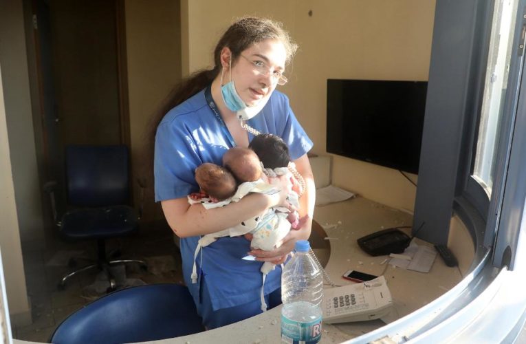 A nurse pulled three newborns out of a hospital hit by blast