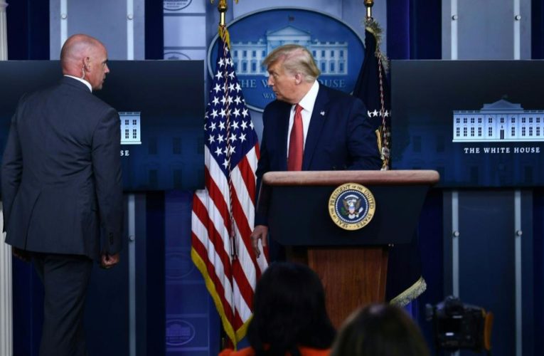 See the moment Trump walked out of press briefing