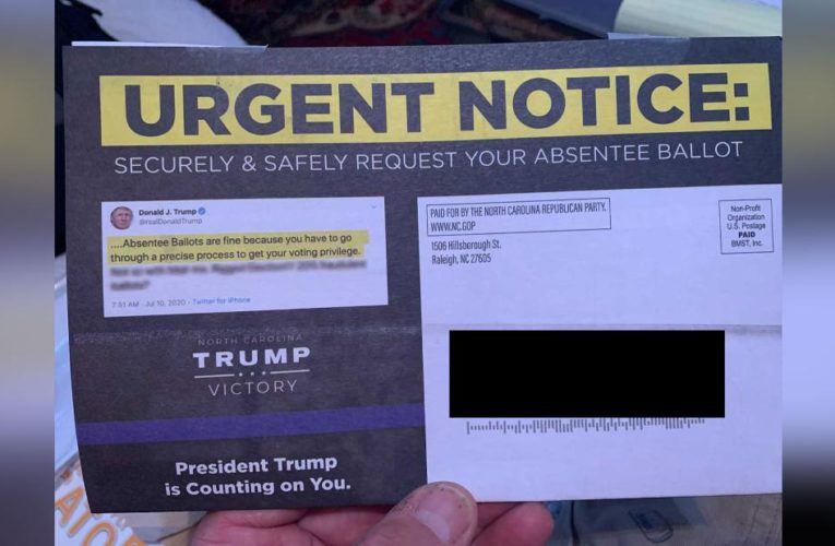 Some voters got absentee ballot forms with Trump’s face on them