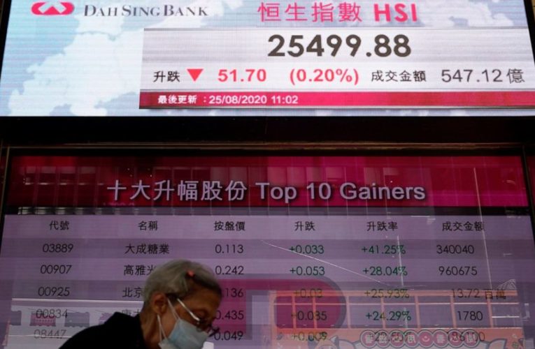 Asian shares lower as investors await Fed chair’s speech