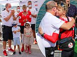 Princess Gabriella and Prince Jacques of Monaco join Prince Albert to cheer on Princess Charlene