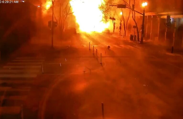 New video shows officer walk out of frame just before powerful blast