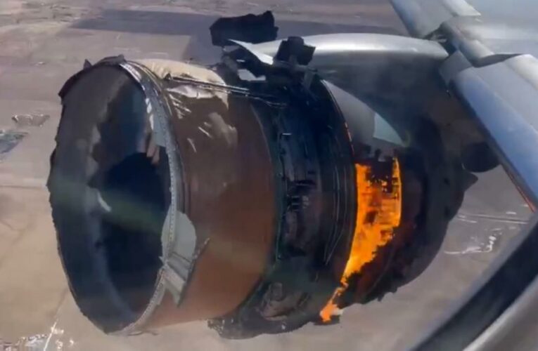 Video shows United Airlines plane engine on fire after takeoff from Denver