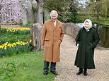 Queen, 94, enjoys a socially-distanced Easter walk with Prince Charles, 72, in Windsor 