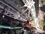 ‘Rope technician’ hanging from Melbourne skyrise realises glass window he’s installing is TOO BIG 