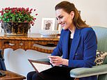 Kate Middleton looks impeccably polished for a video call with Ugandan women’s health expert