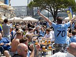 Chelsea and Man City fans ignore social distancing as they booze in the sun in Porto