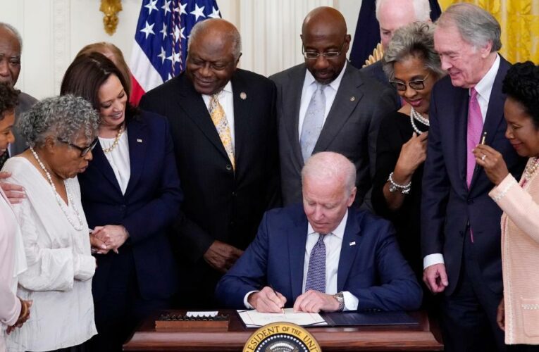 The federal holiday commemorates the end of slavery in the United States