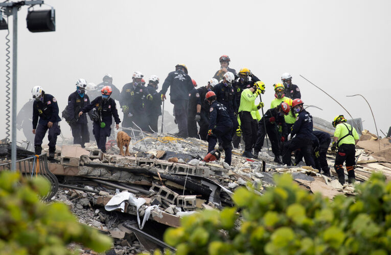 Structural engineers have been shoring up areas of the collapse to allow search crews to tunnel underneath with light machinery