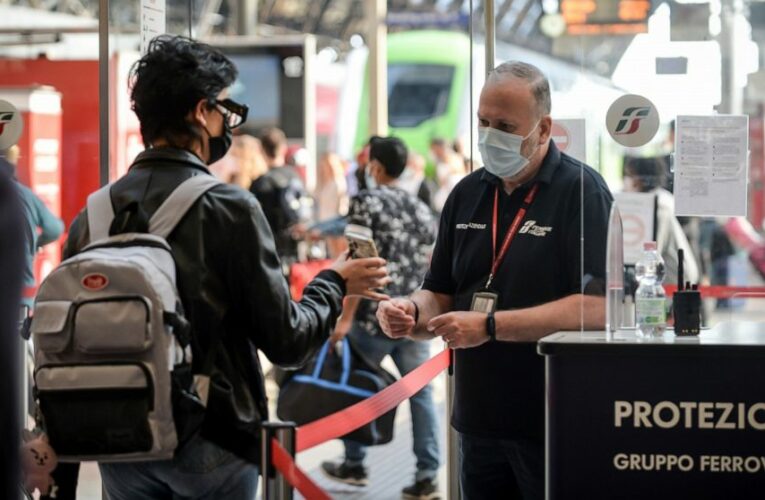 Train station protests fizzle in Italy as COVID passes start