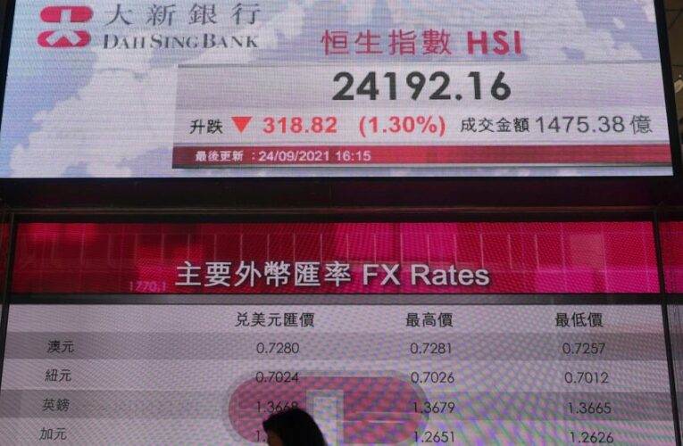 Asia shares mostly fall on China energy, Evergrande worries