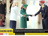 Queen looks resplendent in green coat as she arrives to open new session of the Scottish Parliament