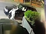 Moment machete-wielding man smashes several cars along a road in Manchester