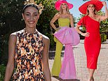 Delta Goodrem, Candice Warner and Sarah Harris show off their outfits ahead of the Melbourne Cup