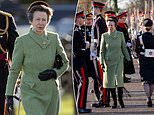 Princess Anne recycles a green coat as she attends the Sovereigns Parade