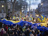 Downing Street rally sees hundreds of Ukrainians waving their country’s flag