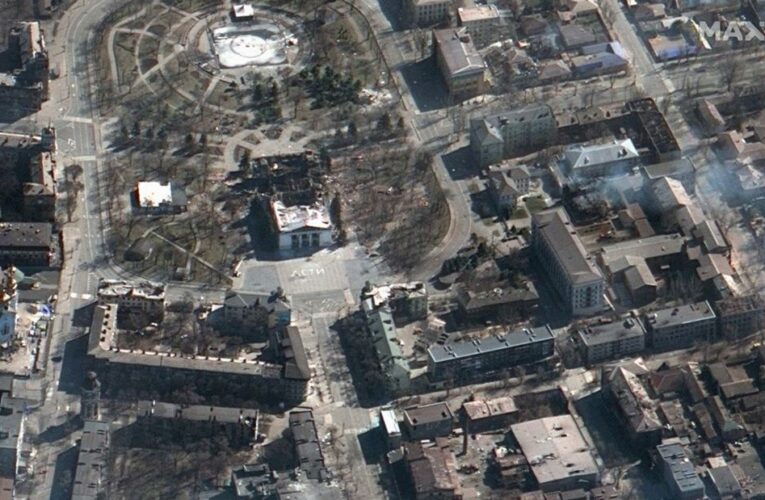 Still visible in the satellite image is the Russian word for ‘children’ painted in large letters on the ground