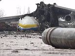 Pictured – World’s biggest plane after it was destroyed during Russian assault on Ukrainian airfield
