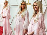 Oscars 2022: Pregnant Nicky Hilton wears pale pink dress with feather trim on red carpet