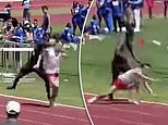 Shocking moment runner leading race sucker-punched in the head by another athlete who chased him