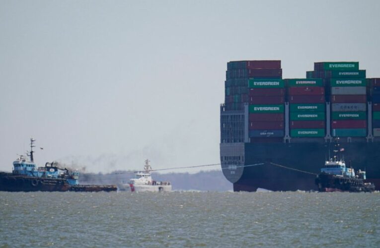 Work starts to free Ever Forward stranded in Chesapeake Bay