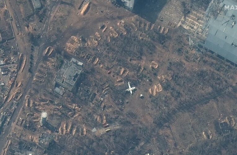 Images show no forces remain at Antonov airfield, site of the Russians’ first major victory, a sign of waning success around the capital