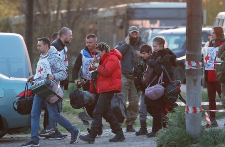 This part of the humanitarian operation has been completed, Ukraine says. Meanwhile, Russian forces blockade the Ukrainian troops inside the plant.