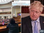British flags fly at Ukraine’s parliament as Boris Johnson gives speech