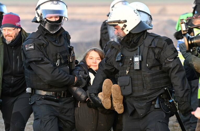 Greta Thunberg detained by police during eco protest in German village